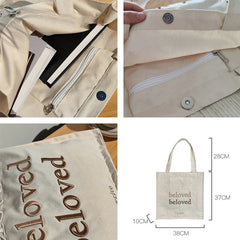 Large-capacity Canvas Shoulder Bag Women's Casual Letter Handbag