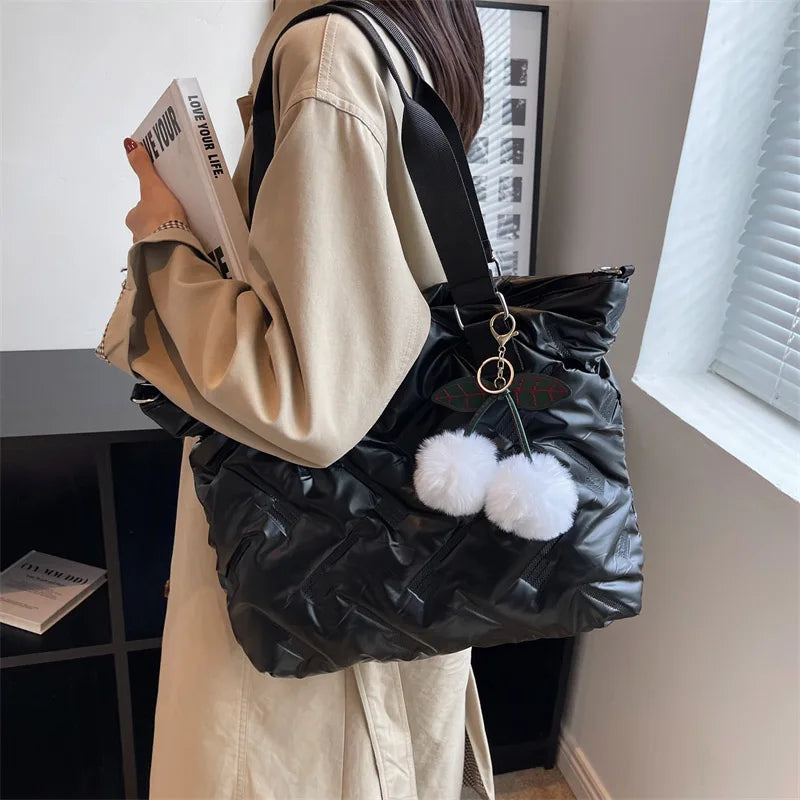 Large Cotton Cloth Tote Bag for Women Waterproof Shoulder Crossbody Handbag