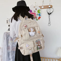 Women Multi-Pocket Nylon Backpack School Bag Female Girl Backpack