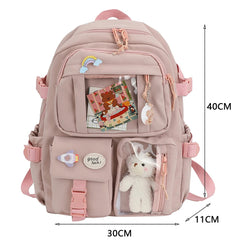 Women Multi-Pocket Nylon Backpack School Bag Girl Backpack