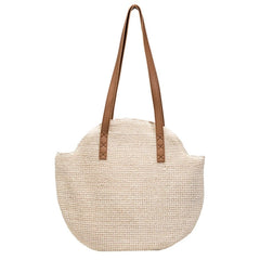 Large-capacity Woven Straw Shoulder Bag for Sunglasses and Cosmetics