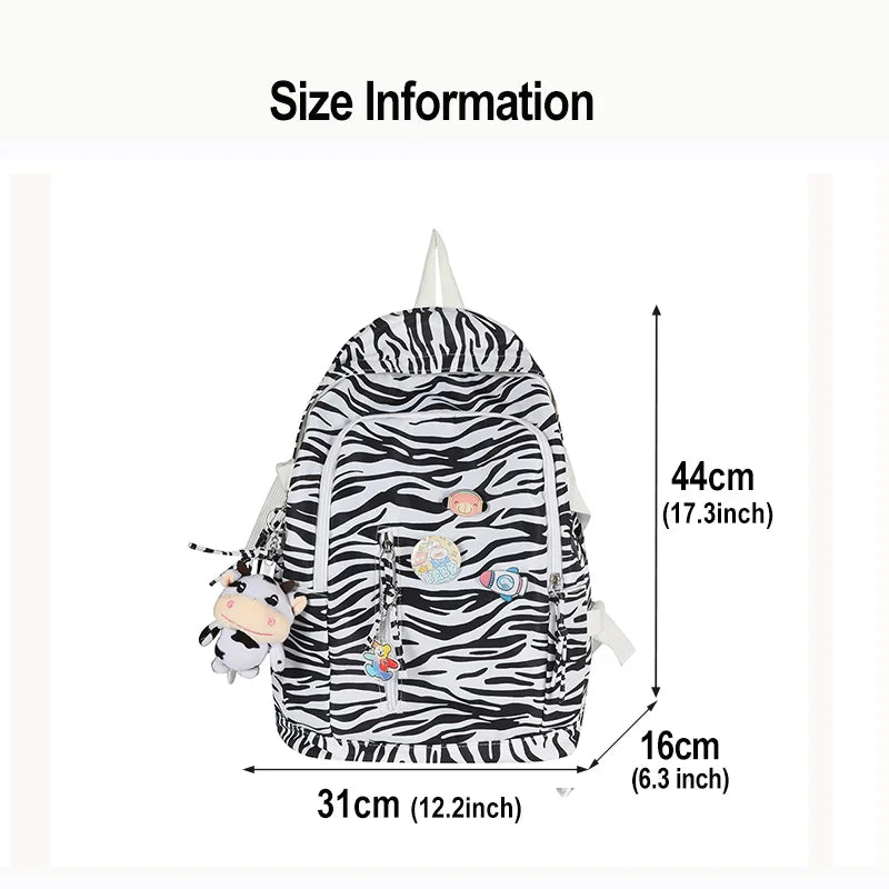 Leopard Print Women Backpack High School Student College Schoolbag