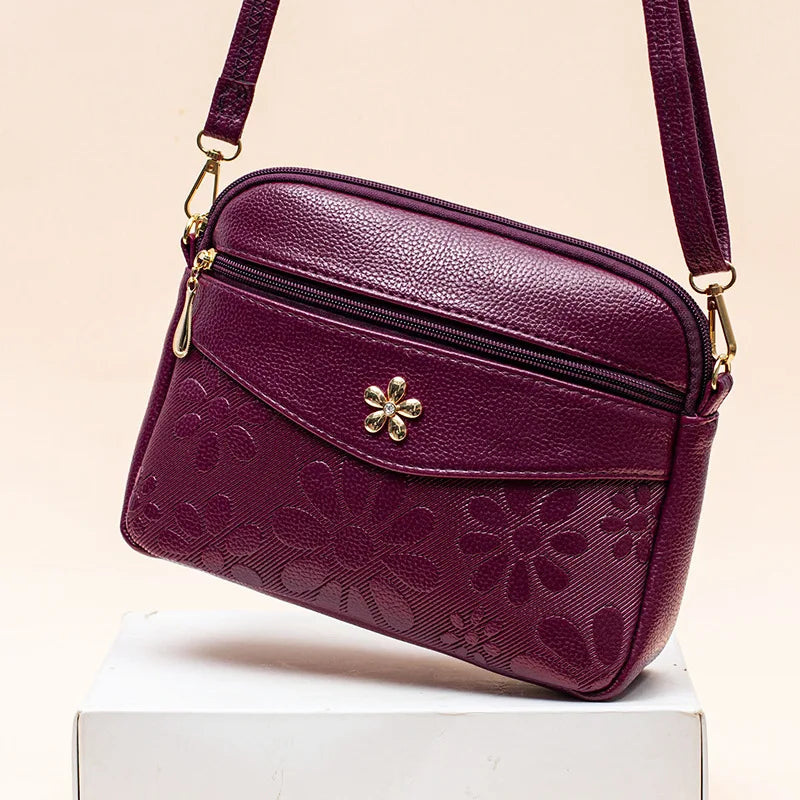 Small Fresh Printed Shoulder Bag PU Waterproof Messenger Bag Texture Female Bag