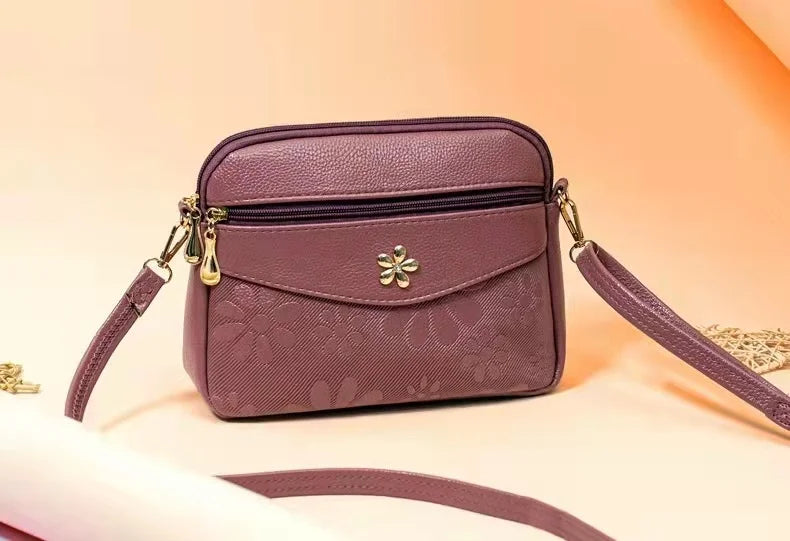 Small Fresh Printed Shoulder Bag PU Waterproof Messenger Bag Texture Female Bag