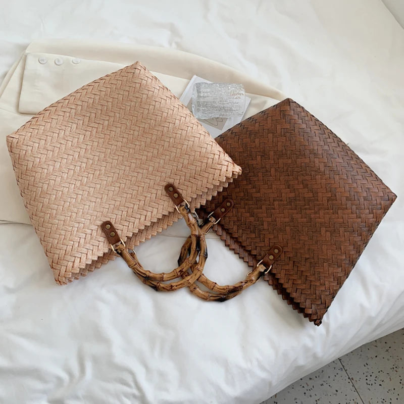 Large-Capacity Straw Tote Bag for Women