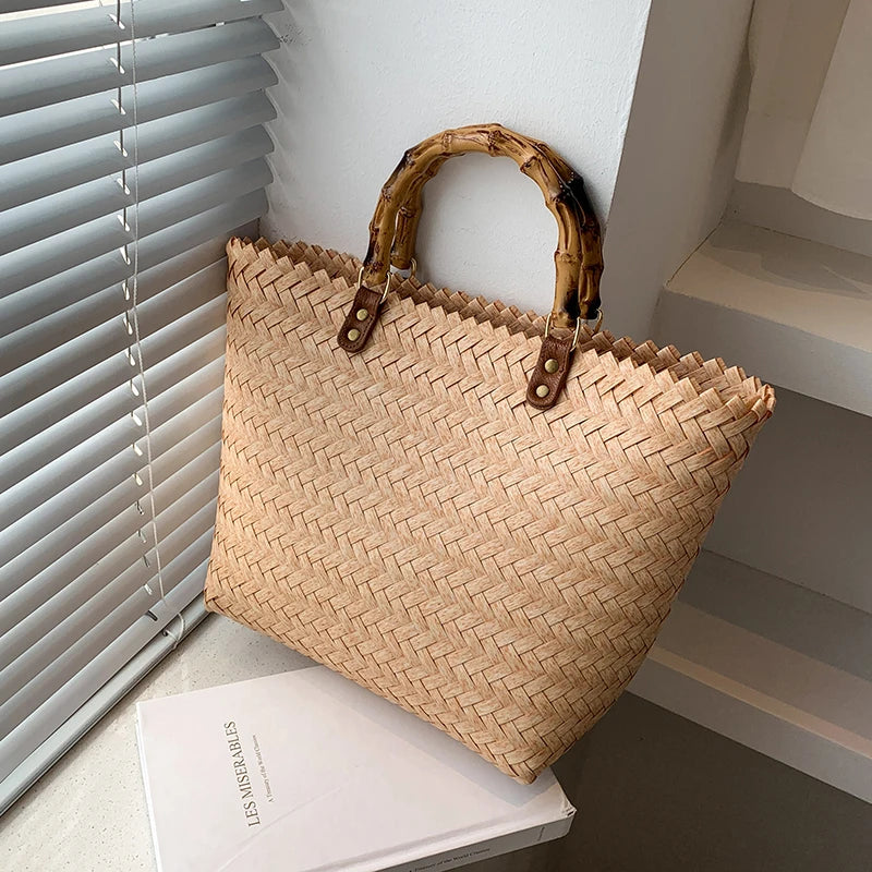 Large-Capacity Straw Tote Bag for Women