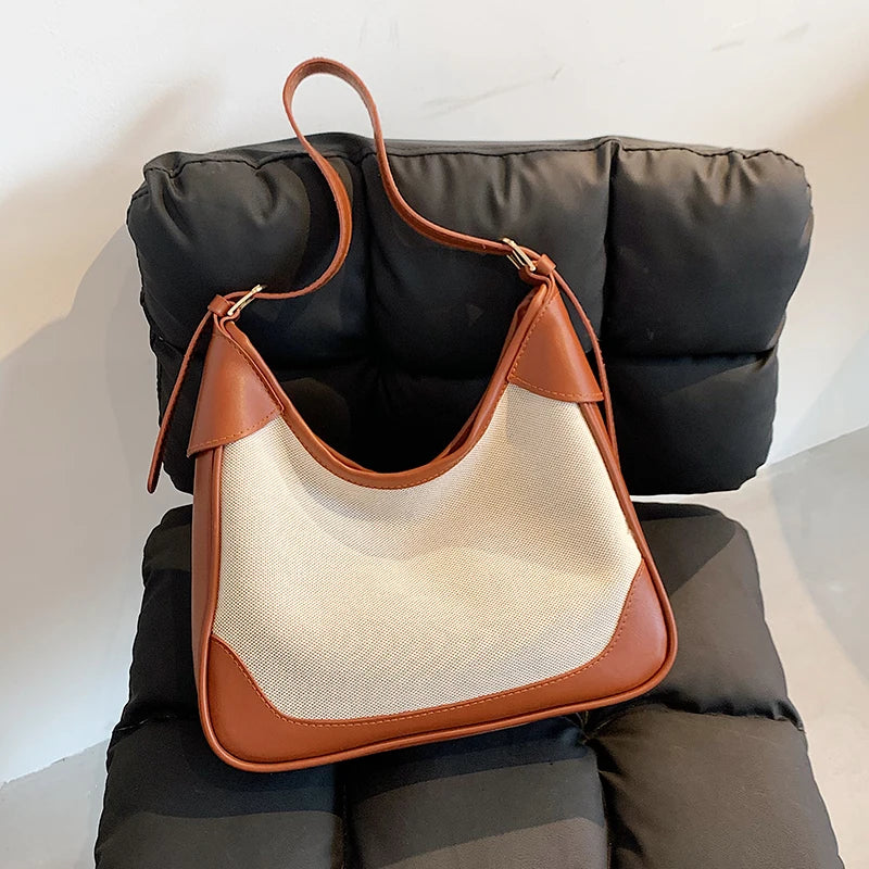 Canvas Shoulder Bag with Large Capacity