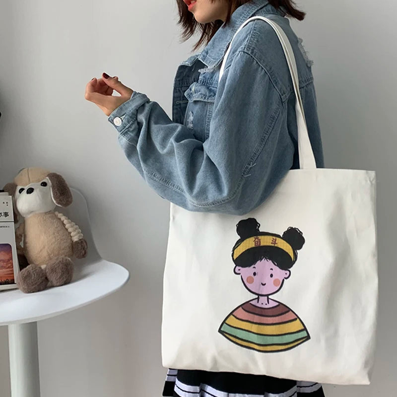 Large Capacity Canvas Bag Female Shoulder Japanese and Students Ladies Bag