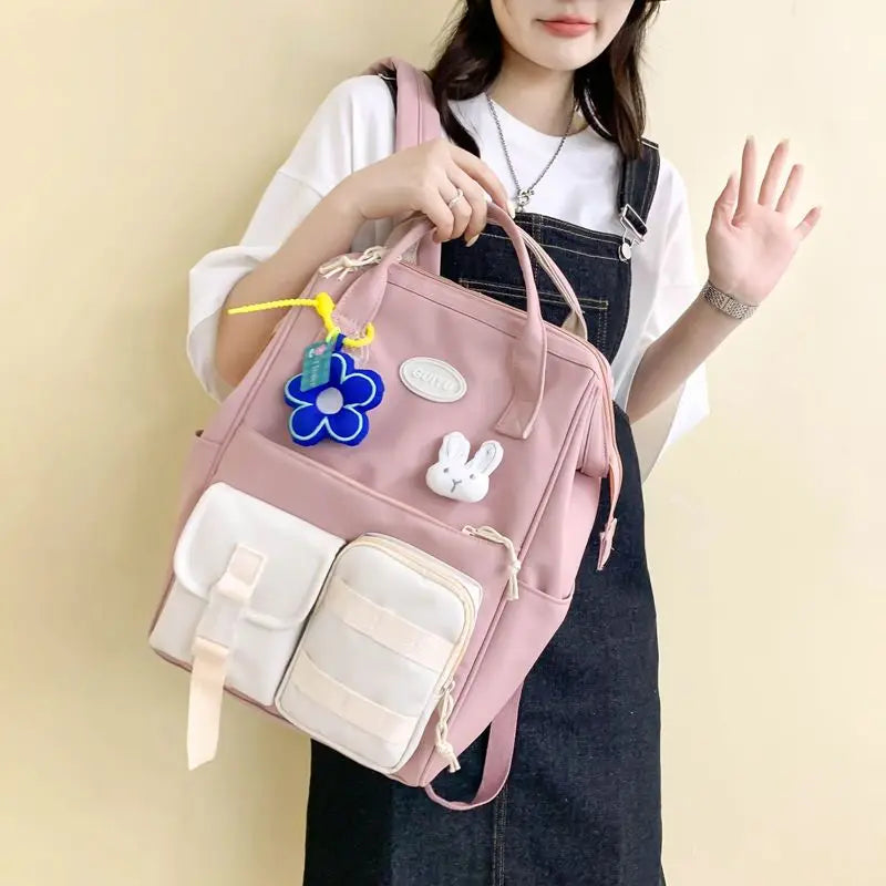 Large Capacity Schoolbag Female School Backpack Matching Ins