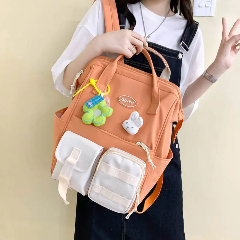Large Capacity Schoolbag Female School Backpack Matching Ins
