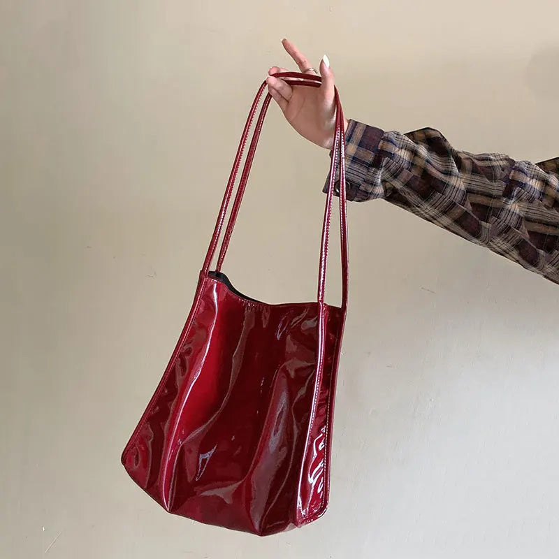 Large-Capacity Tote Shoulder Bag Soft Leather Double Shoulder Strap
