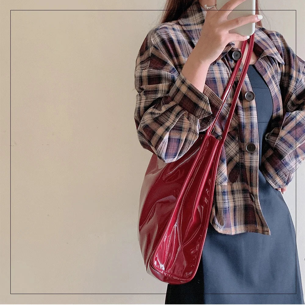 Large-Capacity Tote Shoulder Bag Soft Leather Double Shoulder Strap