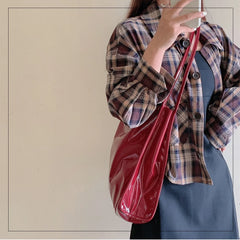 Large-Capacity Tote Shoulder Bag Soft Leather Double Shoulder Strap