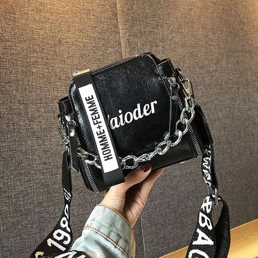 Letter PU Leather Crossbody Bag for Women