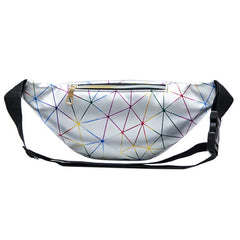 Geometric Pattern Waist Bag PU Leather Belt Bag Unisex Chest Phone Pouch