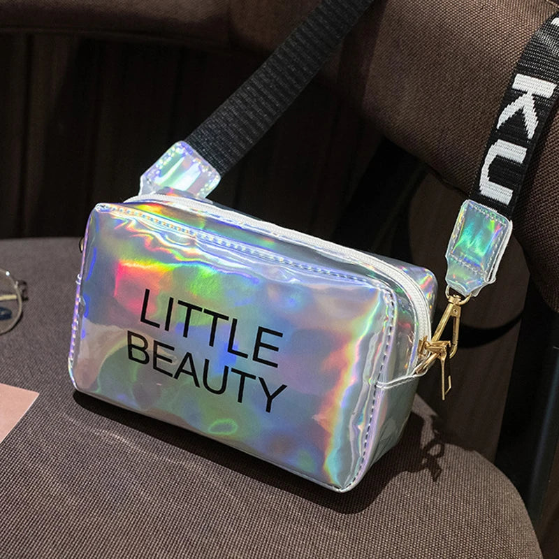 Laser Small Phone Crossbody Bag PU Leather Shoulder Messenger Handbag