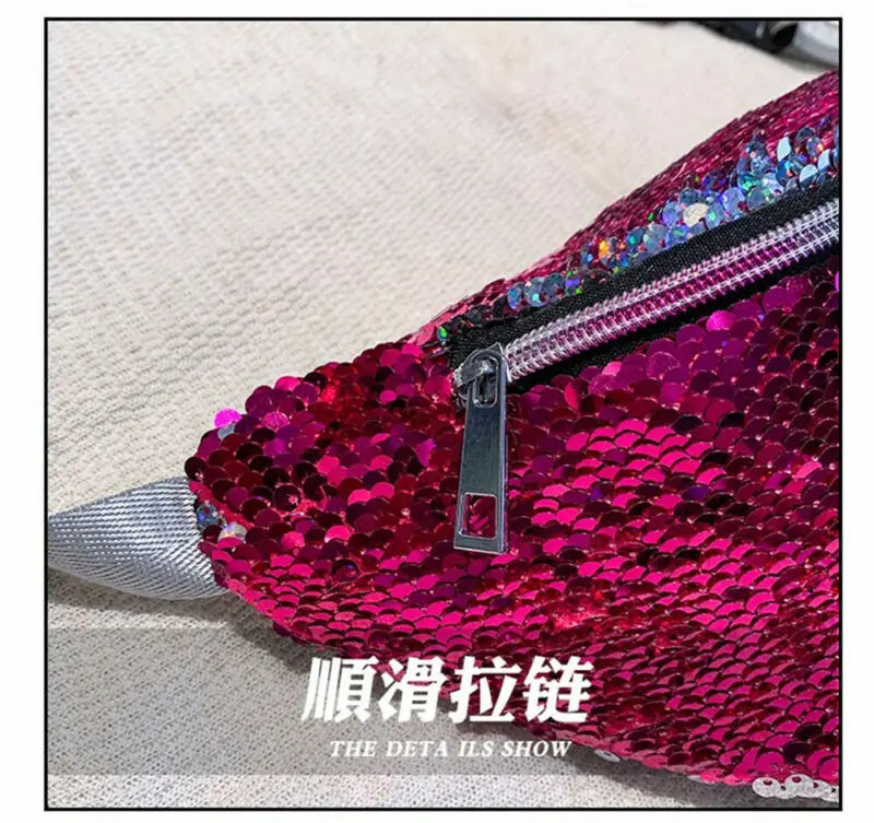Glitter Waist Fanny Pack Women Travel Money Belt Bum Bag Pouch