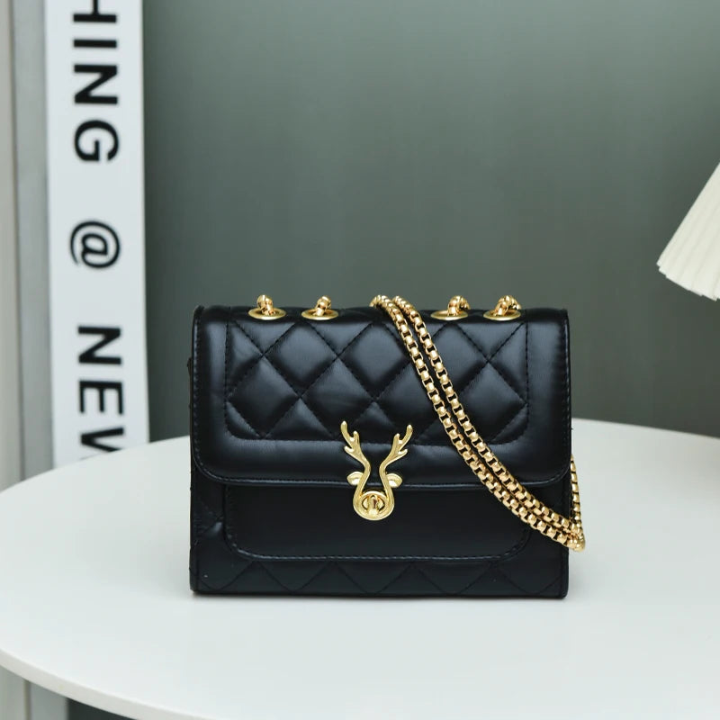 Embroidered Diamond Square Shoulder Bag for Women