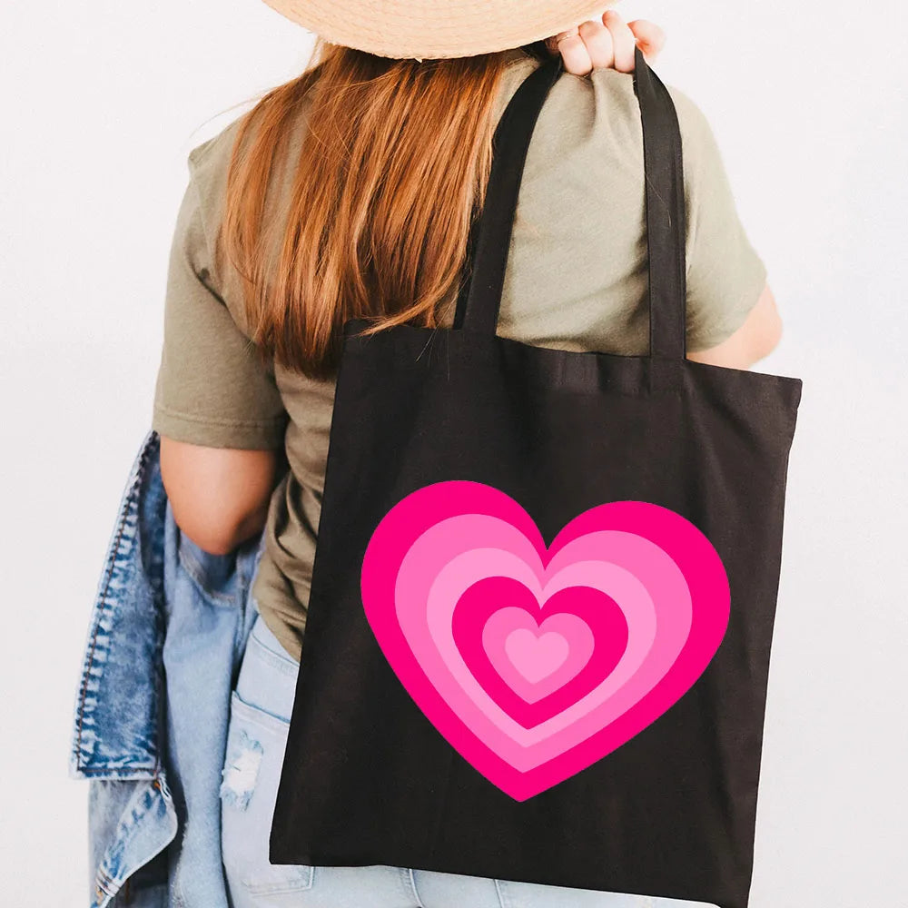 Latte Coffee Love Heart Colorful Wildflower Cotton Tote Bag