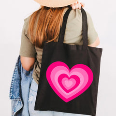 Latte Coffee Love Heart Colorful Wildflower Cotton Tote Bag