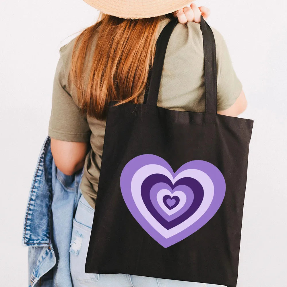 Latte Coffee Love Heart Colorful Wildflower Cotton Tote Bag