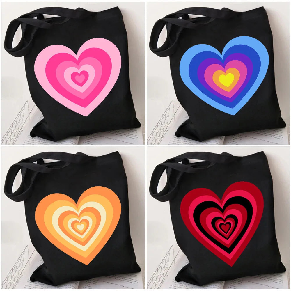 Latte Coffee Love Heart Colorful Wildflower Cotton Tote Bag