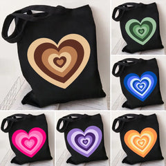 Latte Coffee Love Heart Colorful Wildflower Cotton Tote Bag