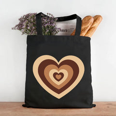 Latte Coffee Love Heart Colorful Wildflower Cotton Tote Bag