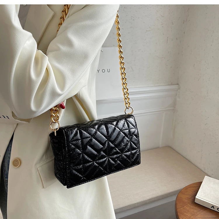 Lattice Flap Crossbody Bag PU Leather Women's Handbag