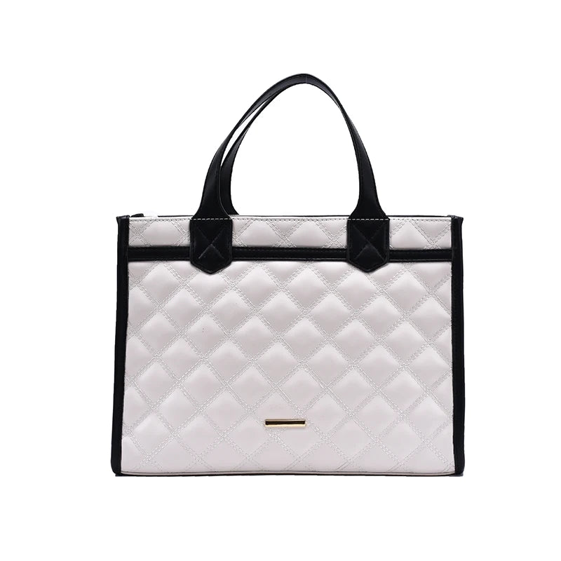Lattice Large Tote Bag PU Leather Women's Handbag