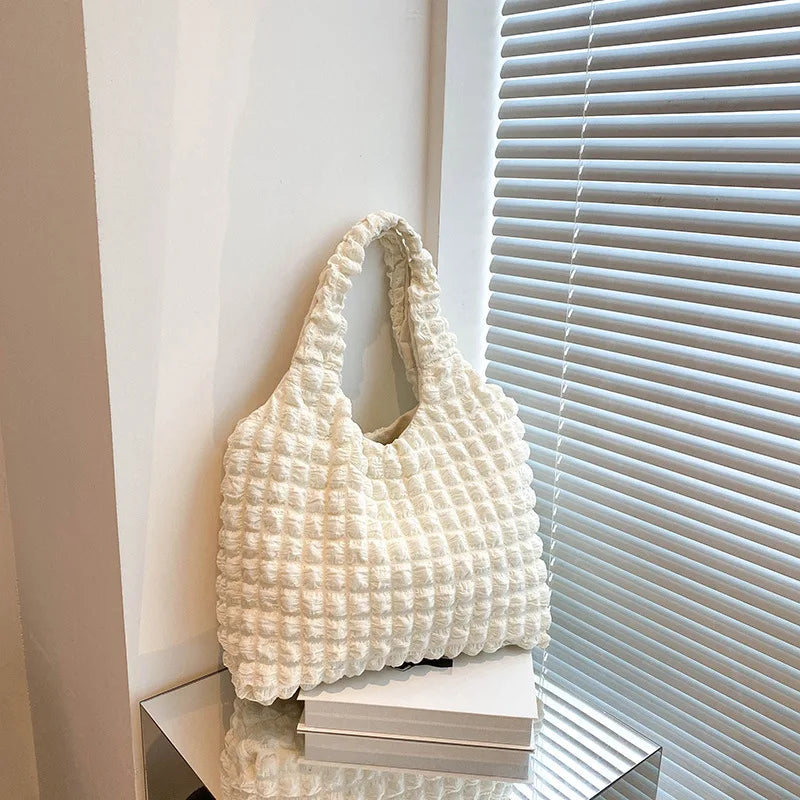 Lattice Pattern Shoulder Bag Space Cotton Handbag Women