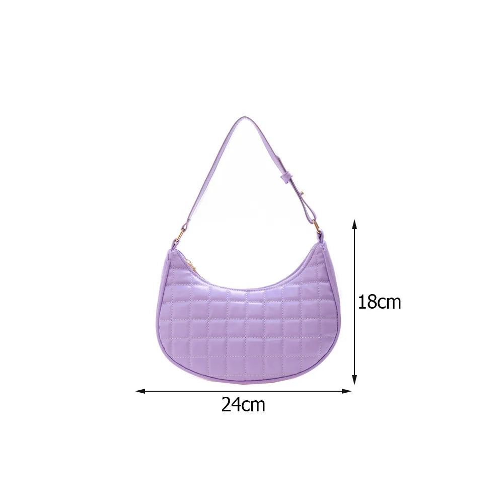 Lattice Pattern Shoulder Bags Soft PU Leather Casual Handbags