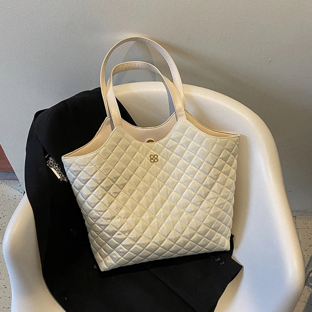 Vintage Lattice Pattern Women Handbag Shoulder Tote Female Bags