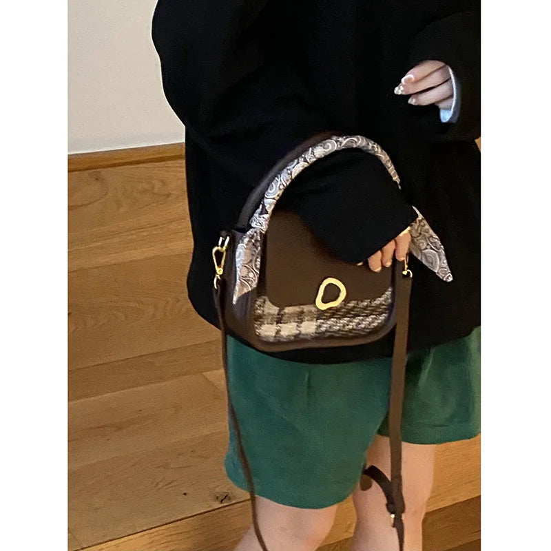 Lattice Tweed Small Square Bag Women's Ins Messenger Bag