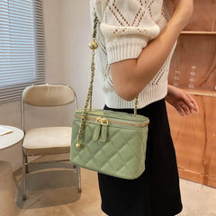 Lattice Square Box Crossbody Shoulder Bag PU Leather Women's Handbag