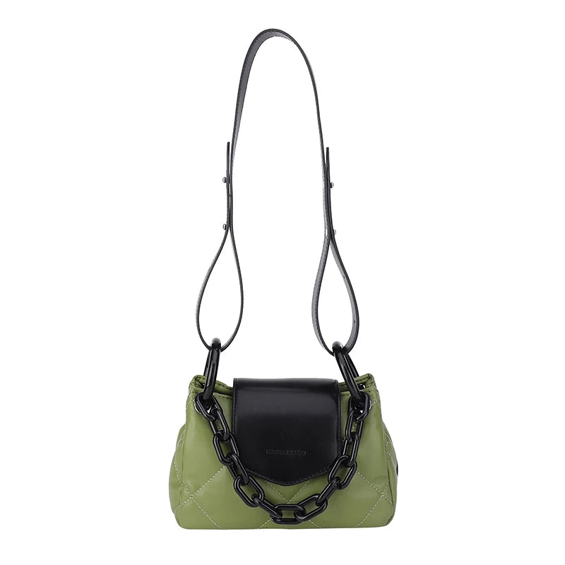 Winter Lattice Square Tote Bag PU Leather Women's Handbag