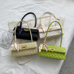Summer PU Leather Women's Handbag Ribbon Bow Shoulder Bag