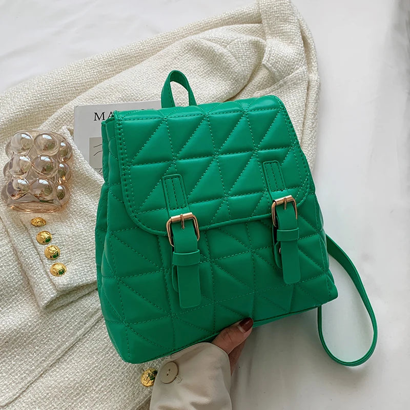 Lattice Women Backpack Bag PU Leather High Travel Rucksack