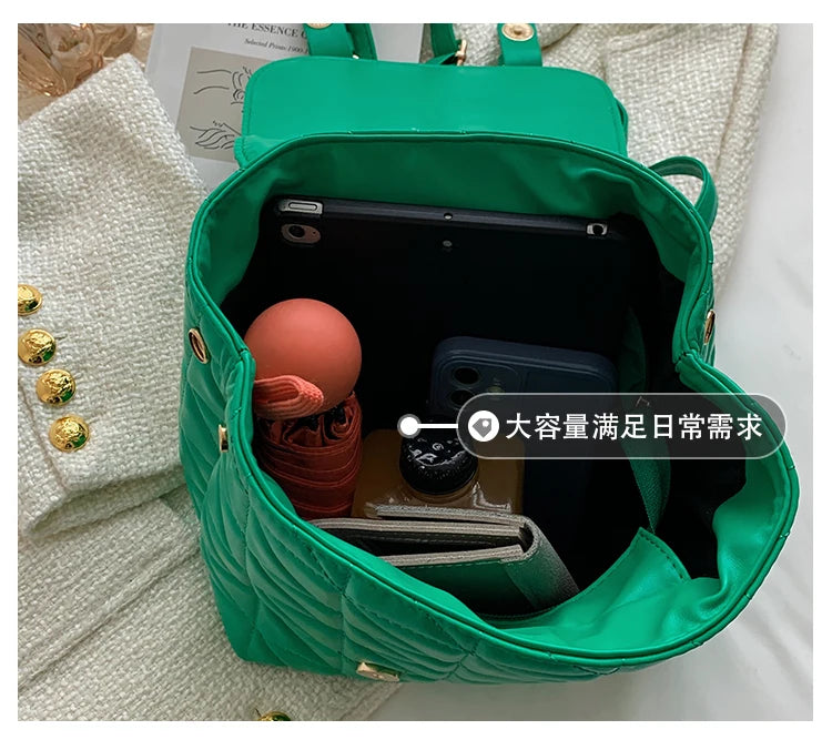 Lattice Women Backpack Bag PU Leather High Travel Rucksack