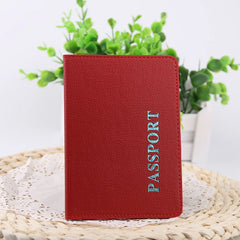 Lavender PU Passport Holder Litchi Grain Tickets Cover Bag Clip