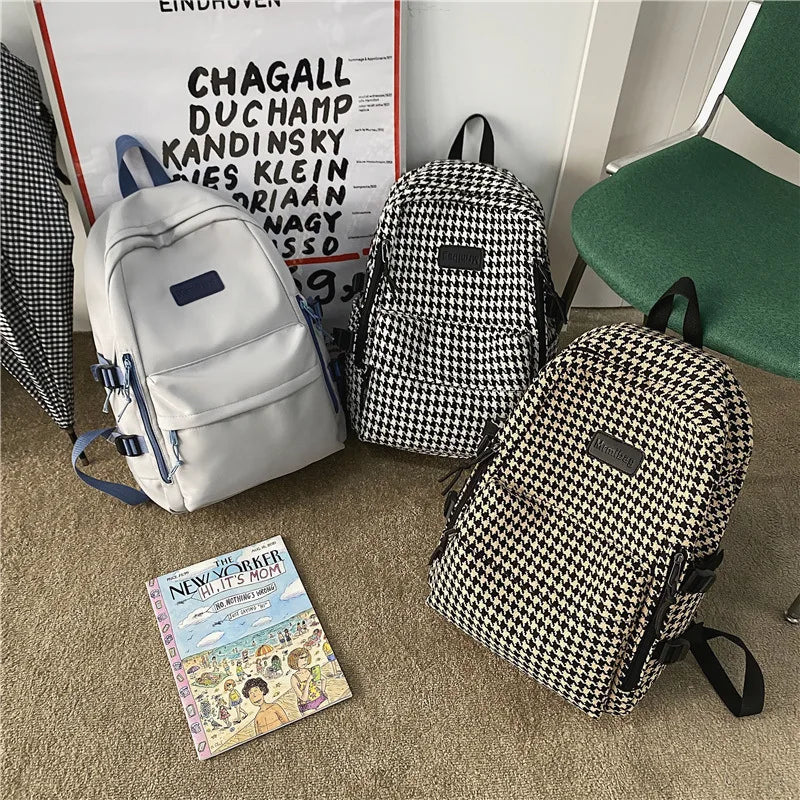 Women's Knit Backpack Ladies School Bag Female Large-capacity College Pattern