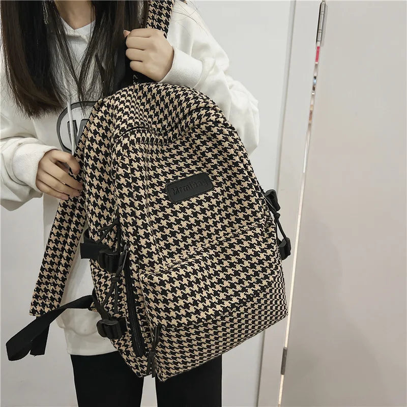 Women's Knit Backpack Ladies School Bag Female Large-capacity College Pattern