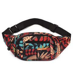 Leaf Pattern Canvas Crossbody Chest Bag Large Capacity Waist Bag
