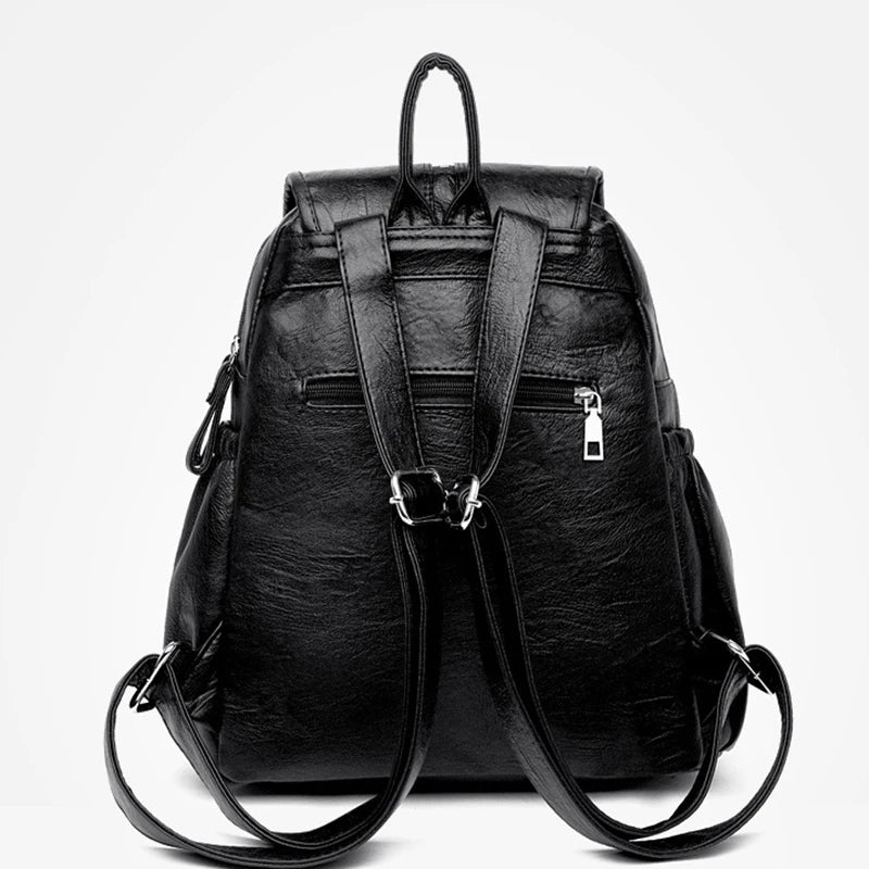 Leather Backpack Women High Shoulder Bag School Backpacks for Teens Girls