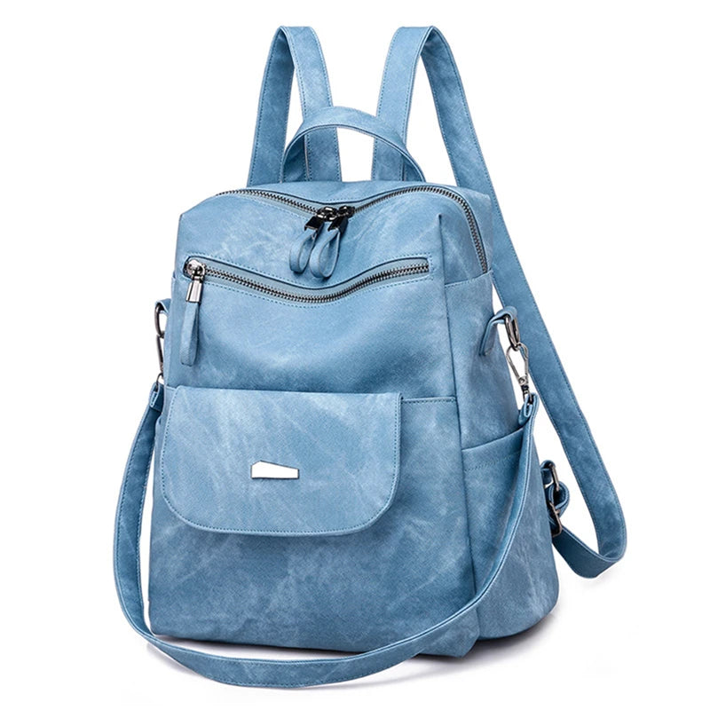 Vintage Leather Backpack for Women School Travel Bagpack