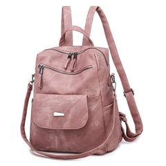 Vintage Leather Backpack Women Shoulder Bag