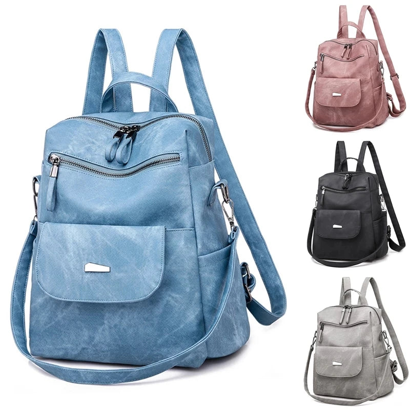 Vintage Leather Women's Backpack Travel School Bagpack