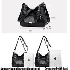 Vintage Leather Crossbody Bag Fold Over Small Multi-Pocket Women Messenger Bag