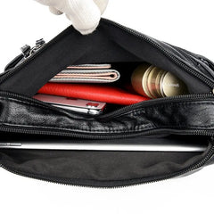 Vintage Leather Crossbody Bag Fold Over Small Multi-Pocket Women Messenger Bag