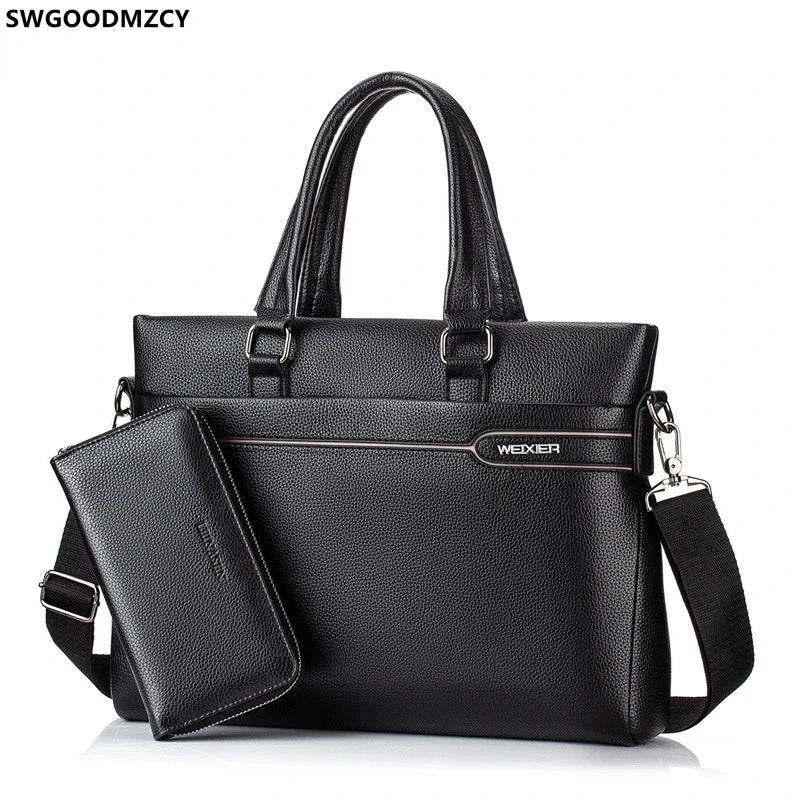 Leather Briefcase Laptop Bag Office Bag for Men Computer Shoulder Bag